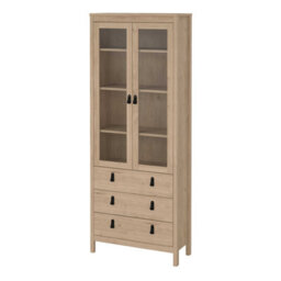 Wyld Haus Wildberry Natural Oak Wood Glass China Cabinet 2 Doors 3 Drawers - thumbnail 4