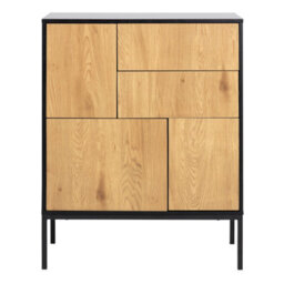 Furniture To Go Seaford 3 Door 2 Drawer Sideboard In Black & Oak - thumbnail 2