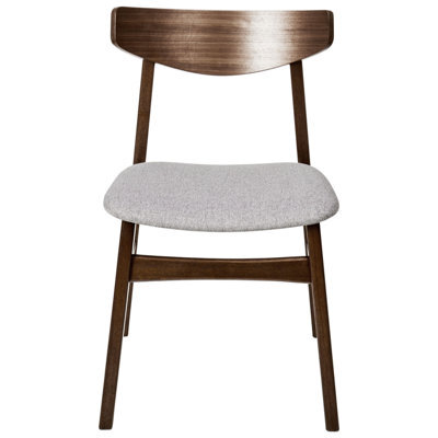 Wyld And Coco Loftyliving Set Of 2 Armless Dining Chairs - Dark Rubberwood Frame, Grey Fabric, Retro Design - image 1