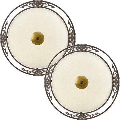 Elegant 2-Pack Antique Brown Ceiling Lights With Beige Glass Shades - image 1