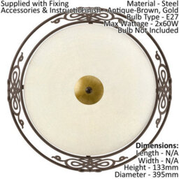 Elegant 2-Pack Antique Brown Ceiling Lights With Beige Glass Shades - thumbnail 2