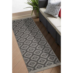 Melrose Eden Genesis Silver Indoor Outdoor Area Runner Rug 3mm Pile Height - 67/200Cm