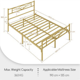 Yaheetech Antique Gold 4Ft6 Double Metal Bed Frame With Cloud-Inspired Design Headboard And Metal Bed Slats - thumbnail 4