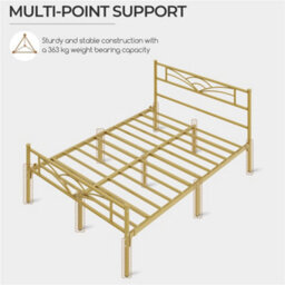Yaheetech Antique Gold 4Ft6 Double Metal Bed Frame With Cloud-Inspired Design Headboard And Metal Bed Slats - thumbnail 9