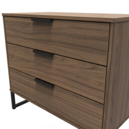 Beijing 3 Drawer Chest Of Drawers In Carini Walnut (Ready Assembled) - thumbnail 4