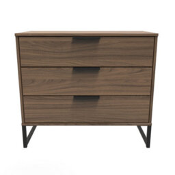 Beijing 3 Drawer Chest Of Drawers In Carini Walnut (Ready Assembled) - thumbnail 1