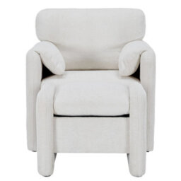 Living And Home White Chenille Upholstered Armchair With Footstool - thumbnail 2
