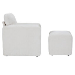 Living And Home White Chenille Upholstered Armchair With Footstool - thumbnail 3