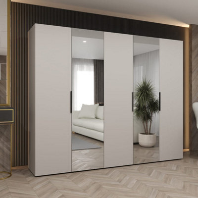 Arte Cashmere Marbella Ii Hinged Door Wardrobe 250Cm - Elegant Storage With Mirrored Touches - image 1