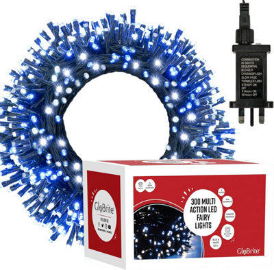 Globrite 30M 300 Led Fairy Lights Blue White Plug In Indoor Outdoor String Lights With 8 Modes - image 1