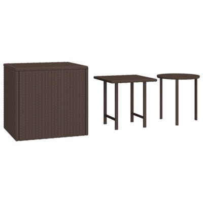 Berkfield Durable Side Tables 3 Pcs Brown Poly Rattan - image 1