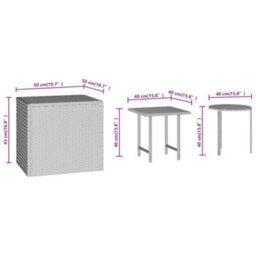 Berkfield Durable Side Tables 3 Pcs Brown Poly Rattan - thumbnail 7