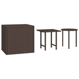 Berkfield Durable Side Tables 3 Pcs Brown Poly Rattan
