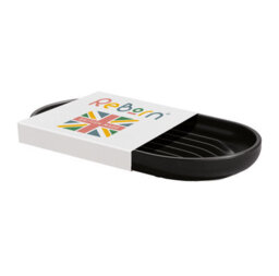 ReBorn® Reborn Recycled Soap Dish -Graphite Black Bathroom Soap Holder - With Ridge Edges - Made In The Uk