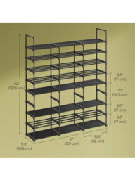 LEDREM Adjustable Shoe Rack, 8-Tier Shoe Organizer, Shoe Storage Shelf, Steel Tubes And Non-Woven Fabric, Holds Up To 48 Pairs - thumbnail 4