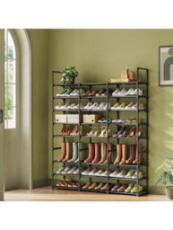 LEDREM Adjustable Shoe Rack, 8-Tier Shoe Organizer, Shoe Storage Shelf, Steel Tubes And Non-Woven Fabric, Holds Up To 48 Pairs - thumbnail 5