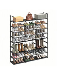 LEDREM Adjustable Shoe Rack, 8-Tier Shoe Organizer, Shoe Storage Shelf, Steel Tubes And Non-Woven Fabric, Holds Up To 48 Pairs - thumbnail 2