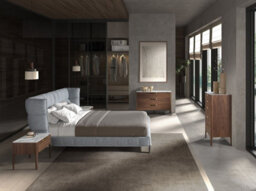 Angel Cerda Light Bluish-Grey Fabric Bed With An Original Headboard - thumbnail 4
