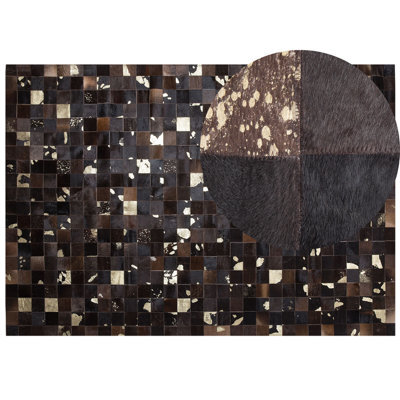 Beliani Rug Bandirma Brown 160 X 230 Cm Leather - image 1