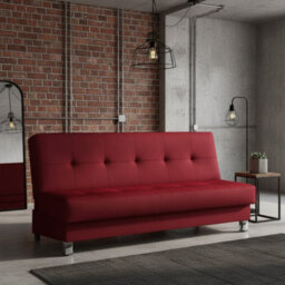 Enduro Xi Living Room Sofa Bed With Click Clack Sleeping Function Storage Wooden Frame 195X90X85Cm Red