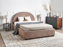 Beliani Ottoman Bed Boucle Vaucluse 140 X 200 Cm (Eu Double) Taupe - thumbnail 2