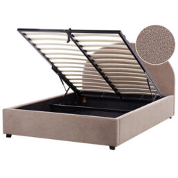 Beliani Ottoman Bed Boucle Vaucluse 140 X 200 Cm (Eu Double) Taupe - thumbnail 1