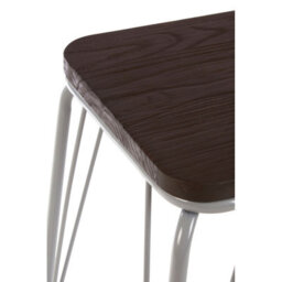 Orsina Sturdy And Reliable Grey Metal And Elm Small Wood Stool, Small Square Stool, Wooden Stool For Home, Office - thumbnail 3