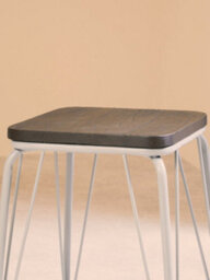 Orsina Sturdy And Reliable Grey Metal And Elm Small Wood Stool, Small Square Stool, Wooden Stool For Home, Office - thumbnail 6