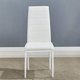 Kitchen Dining Table With 4 Chairs Glass Clear Dining Table With 4 White Leather Padded Chairs, Furnitur Kosy Koala - thumbnail 4