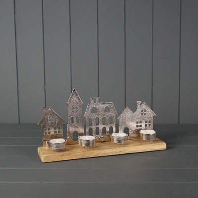 Four Candle Satchville Metal Townscape Tealight Holder - image 1