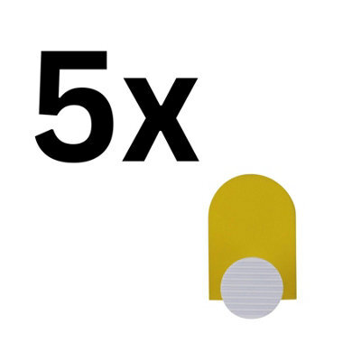 Keypak 5 Pack Colour Pop Decorative Wall Coat Hooks - Yellow & White - Metal & Wood Hook For Diy Home Organisation - image 1
