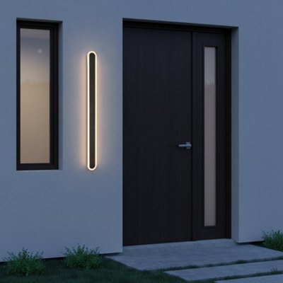 Litecraft Mitali Black Outdoor Led Cct 32 Watt Linear Wall Light - image 1