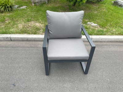 Fimous Aluminium Outdoor Garden Chair Patio Armchair Single Sofa For Balcony, Terrace,swimming Pool Dark Grey - image 1