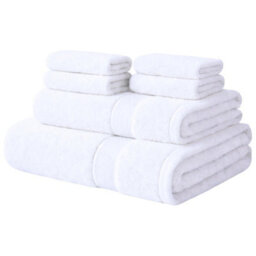 Aten Homeware White Egyptian Cotton Bath Hand & Face Towels -  6 Piece Set