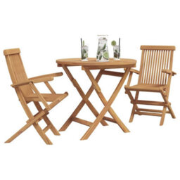 Berkfield Durable 3 Piece Folding Garden Bistro Set Solid Wood Acacia - thumbnail 3