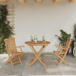 Berkfield Durable 3 Piece Folding Garden Bistro Set Solid Wood Acacia - thumbnail 4
