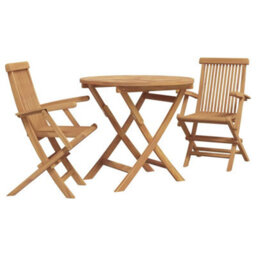 Berkfield Durable 3 Piece Folding Garden Bistro Set Solid Wood Acacia - thumbnail 1