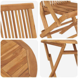 Berkfield Durable 3 Piece Folding Garden Bistro Set Solid Wood Acacia - thumbnail 9