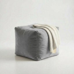 Kosi Atelier Kosiatelier Bean Bag Velvet Footstool Ottomona Cube Pouf Chair Pouffe, Polystyrene Beads Filled - Silver, 35Cm X 35Cm X 35Cm - thumbnail 2