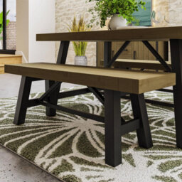 FWSTYLE Driftwood Lacquered Solid Pine Dining Bench