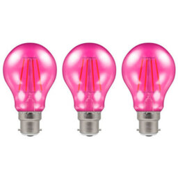 Crompton Lamps Led Gls 4.5W B22 Harlequin Ip65 Pink Translucent (3 Pack) - thumbnail 1