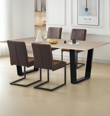 Hallowood Furniture Dudley 1.8M Dining Table Set With 4 Deluxe Leather Effect Chairs - image 1