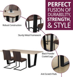 Hallowood Furniture Dudley 1.8M Dining Table Set With 4 Deluxe Leather Effect Chairs - thumbnail 2