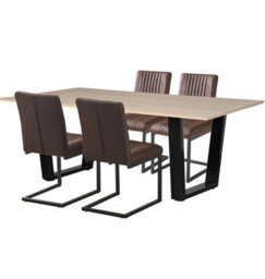 Hallowood Furniture Dudley 1.8M Dining Table Set With 4 Deluxe Leather Effect Chairs - thumbnail 8