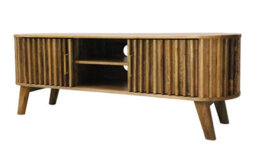 Buttercup Farm Slated Tv Unit - Mango Wood - L40 X W135 X H50 Cm - Light Finish - Assembly Required