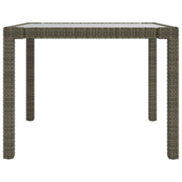 Berkfield Garden Table 90X90X75 Cm Tempered Glass And Poly Rattan Grey - thumbnail 4