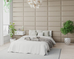 Aspire Easymount Wall Mounted Upholstered Panels, Modular Diy Headboard In Malham Weave Fabric, Cream (Pack Of 2) - thumbnail 3