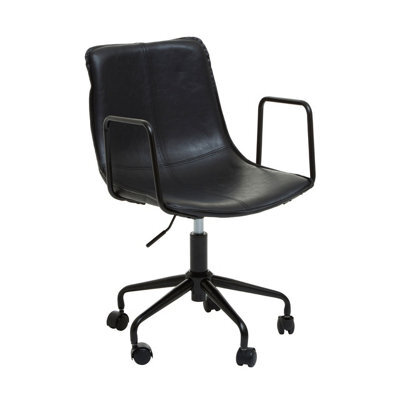 Orsina Claw Base Black Leather Home Office Chair, Upholstered Seat Of Office Chair, Height Adjustable Swivel Chair - image 1