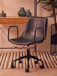 Orsina Claw Base Black Leather Home Office Chair, Upholstered Seat Of Office Chair, Height Adjustable Swivel Chair - thumbnail 9