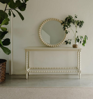 Statement Furniture Cromwell Bobbin Design Console Table In Linen Cream - Large - image 1